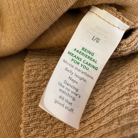 Aerie Tan V-Neck Women's Sweater - Picture 6 of 9